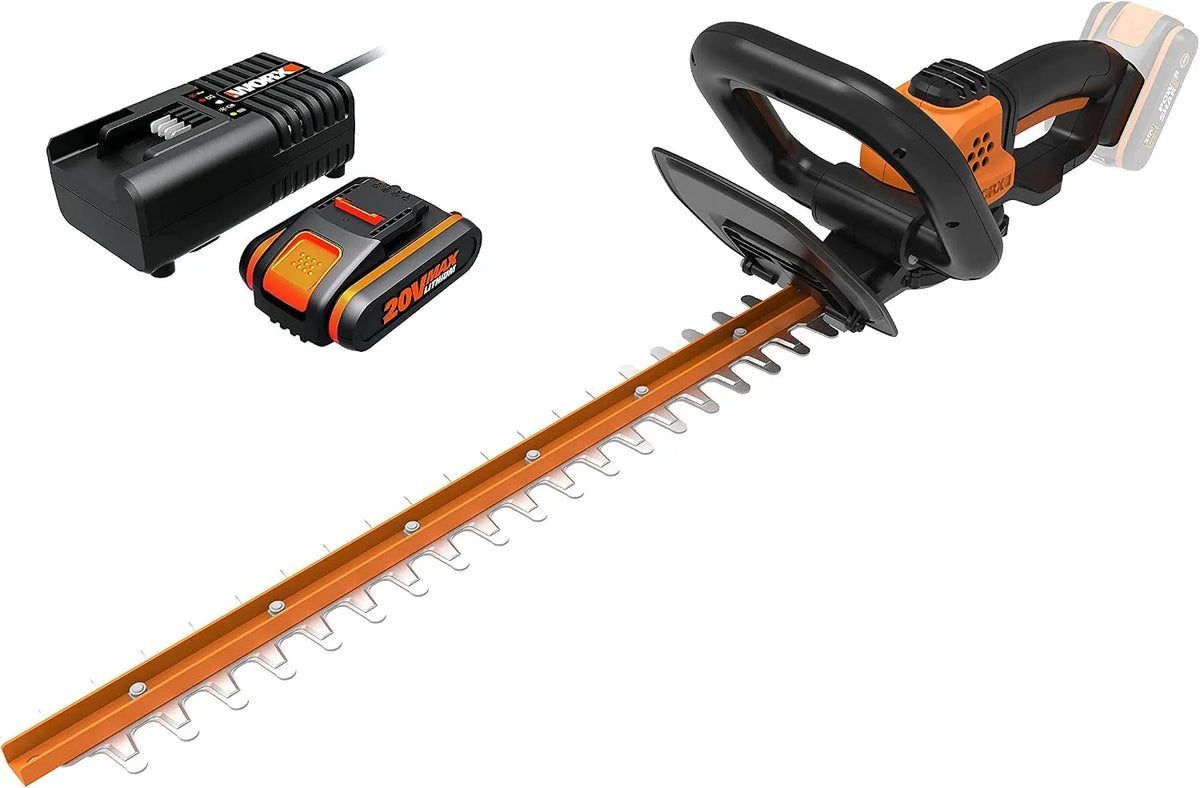 Worx WG261E.9 20V-2, tension 20V- Lame de 46 cm- + Pack Batterie, 2,5Ah, Poignées avec 2 Positions, Taille-Haies sans Fil, Chargeur