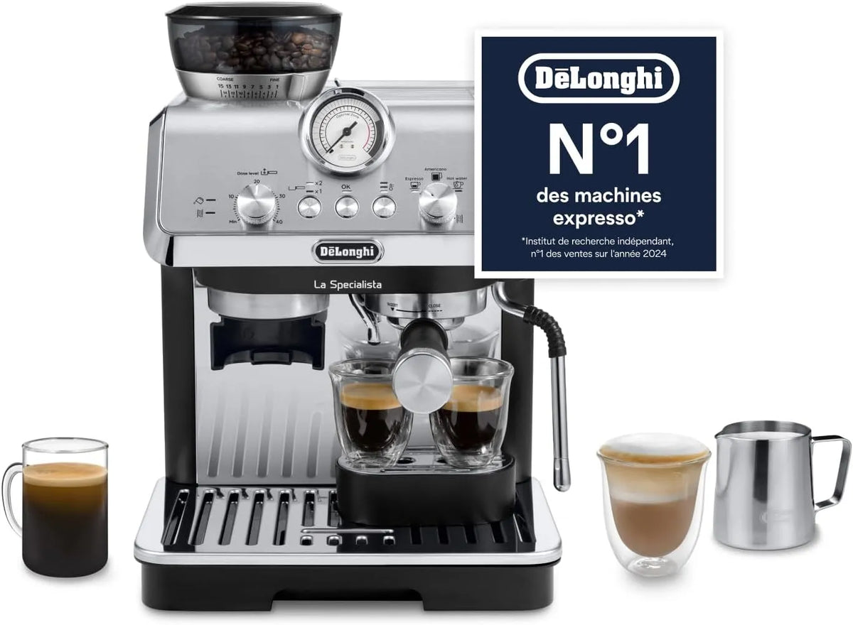 De'Longhi machine expresso EC9155.MB, Manuelle, Moulin intégré avec 8 finesses de mouture, La Specialista Arte, Buse vapeur MyLatte Art, Métal