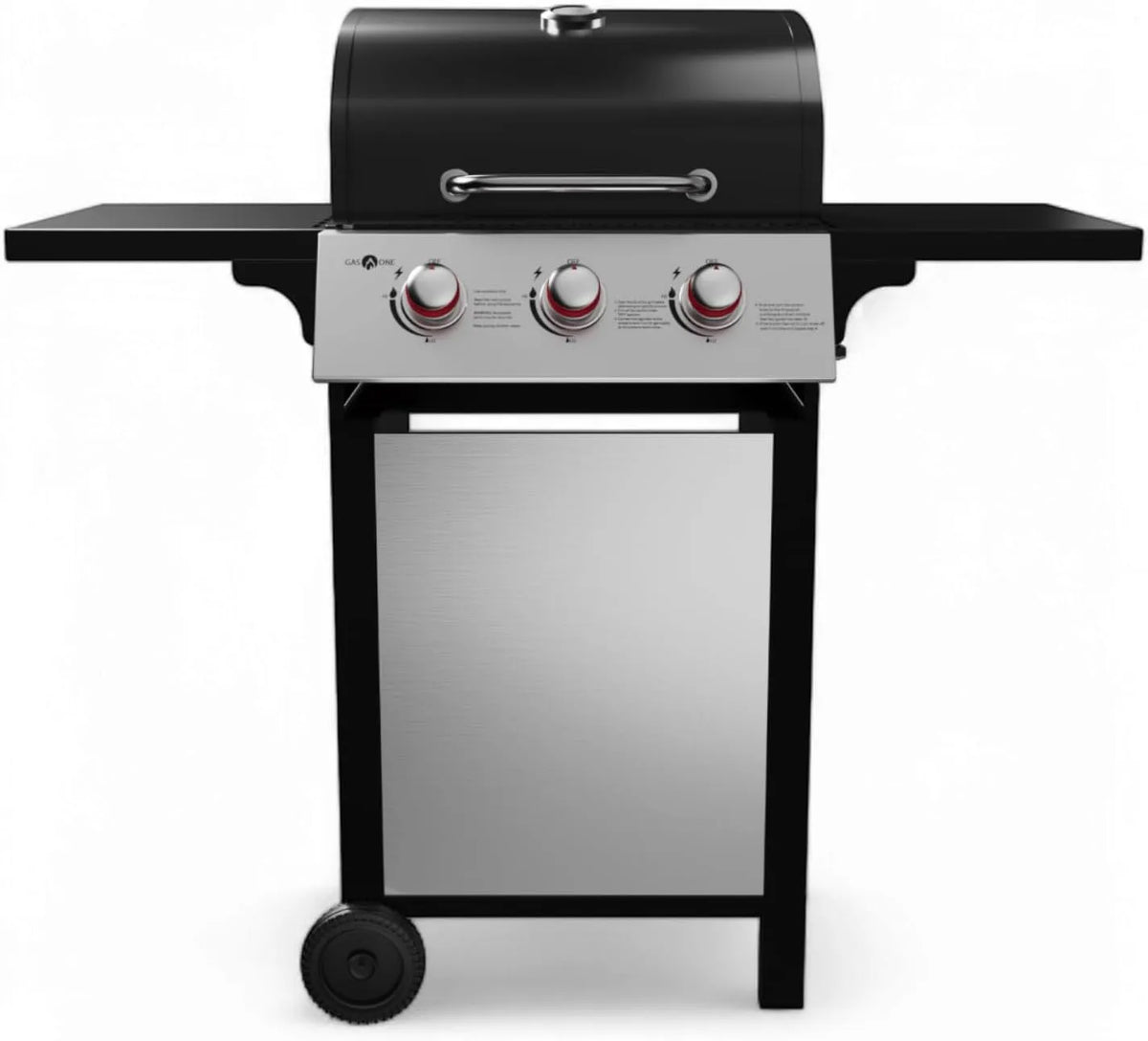 Barbecue à gaz GP-1030S GasOne One, GasOne One 3 brûleurs en acier inoxydable, Style armoire d'extérieur avec roulettes, Design élégant et luxueux