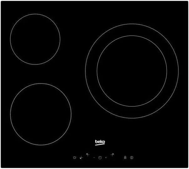 Table de cuisson HIC63402T, Vitrocéramique 60cm 3 Feux 5700w finition noire