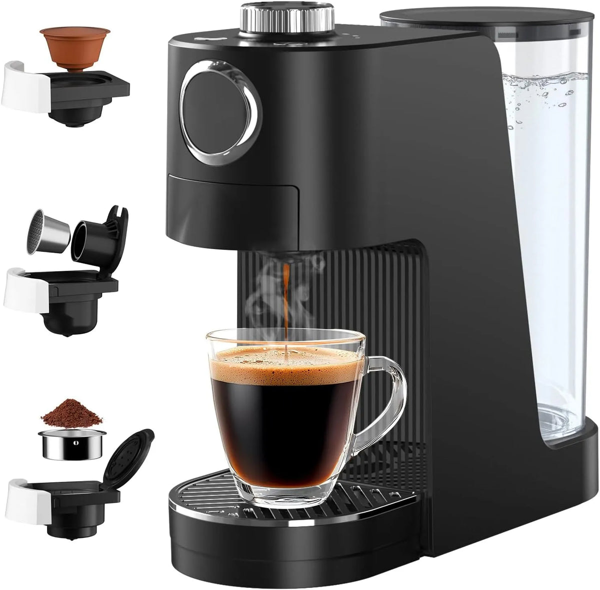 Machine à café, Cafetière Multi-Capsules Compatible avec NES Original, DG, pour Maison et Bureau, Expresso 3 en 1, 20 Bars, Café Moulu, finition noire