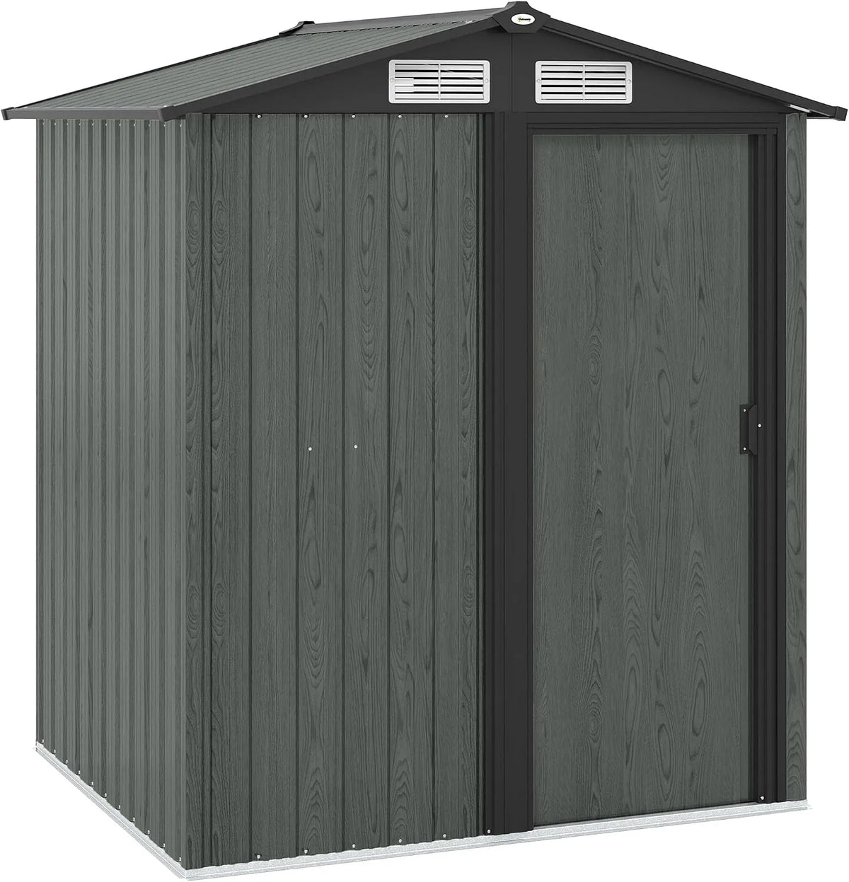 Abri de jardin Outsunny, dimensions 152 x 132 x 188 cm, hangar de jardin avec toit incliné, finition grise effet bois, 4 prises d'air