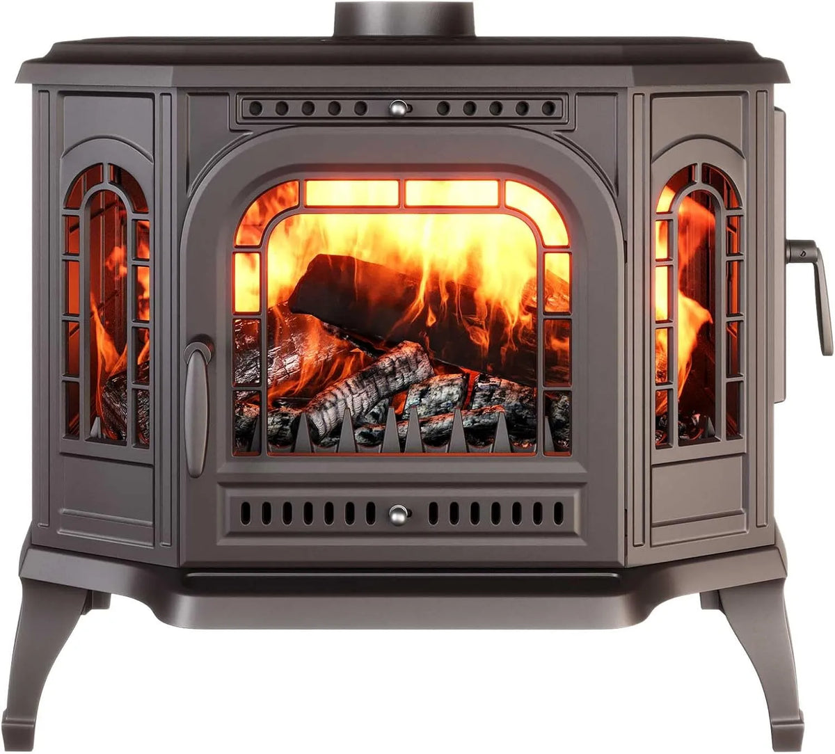 Poêle à bois, puissance 10,5 kW, P7 PB, autonome en fonte noire, ouverture réversible droite, gauche, ECO