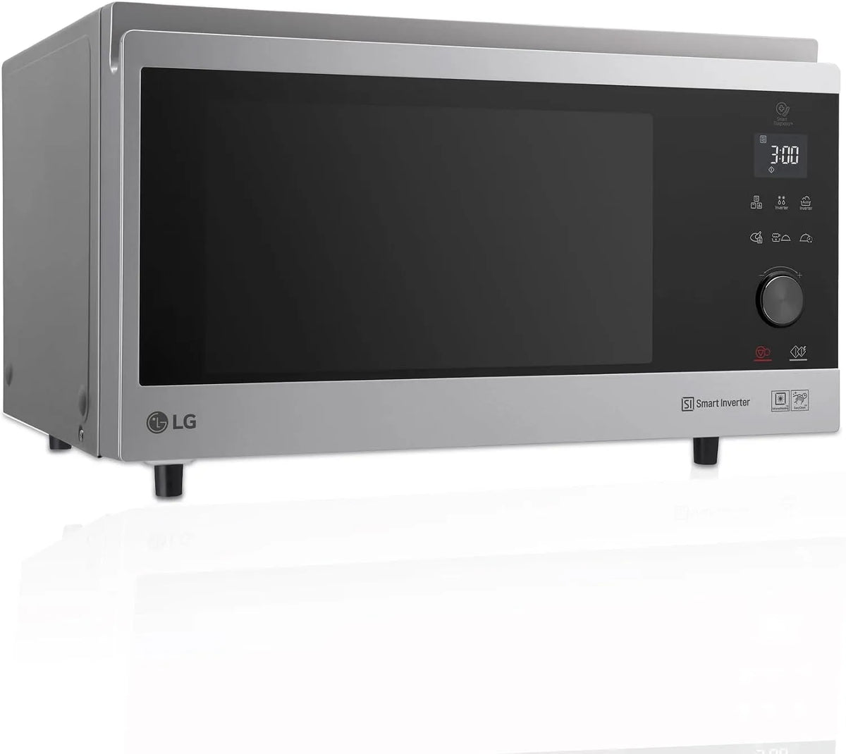 LG four à micro-ondes MJ3965ACS, Four 4 en 1 Smart Inverter, convection maximale de 1 850 W, gril de 950 W, capacité de 39 l, en acier inoxydable