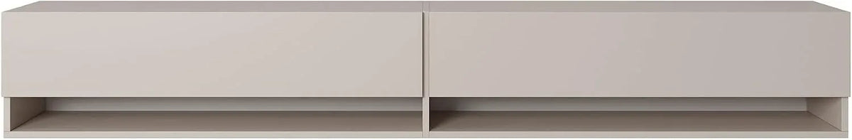 Meuble TV, avec 2 Portes 2 Étagères Meuble Télé De Salon 200 cm Beige finition grise Mirrgo, Suspendu