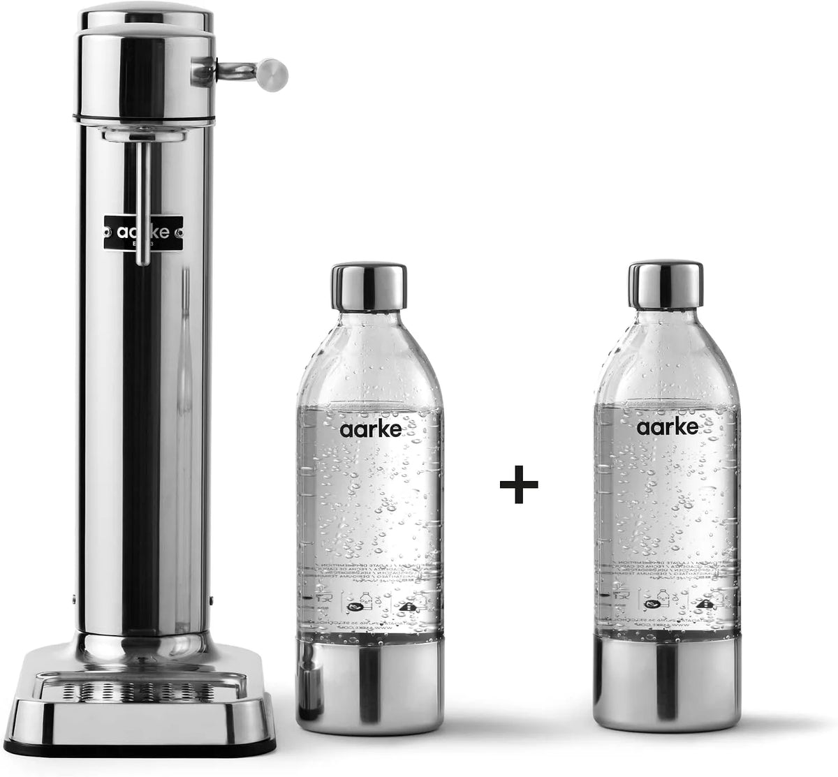 3, Machine à Soda avec 2 x Bouteilles d'eau Aarke Carbonator, capacité 800ml, Finition Acier