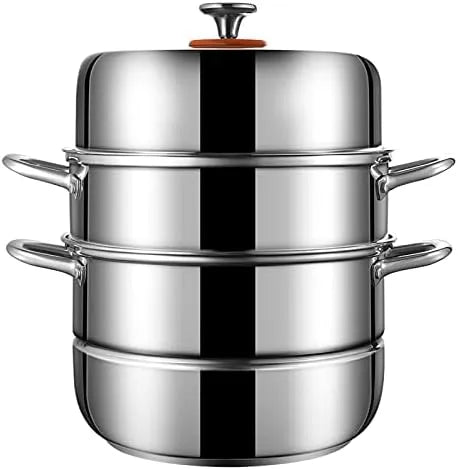 Acier inoxydable Cuit-vapeur en, soupe en acier inoxydable 304 de qualité alimentaire, fond composite extra épais à 5 couches, 32, marmite
