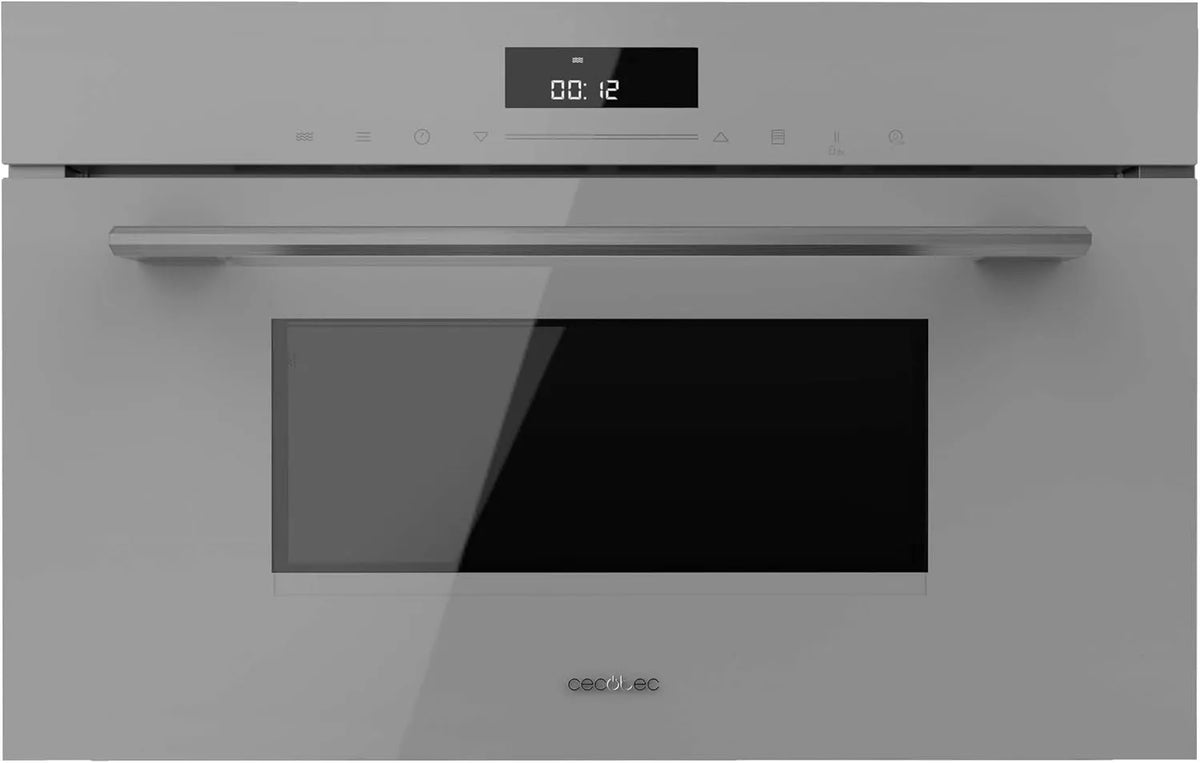 Cecotec four à micro-ondes MW703800, encastrable 60x45cm Bolero Hexa Glass Grey. 1450W, capacité 34L, mode grill, décongélation, menu automatique