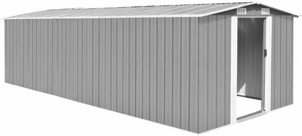 Abri de jardin, finition grise métallique 257 x 580 x 181 cm