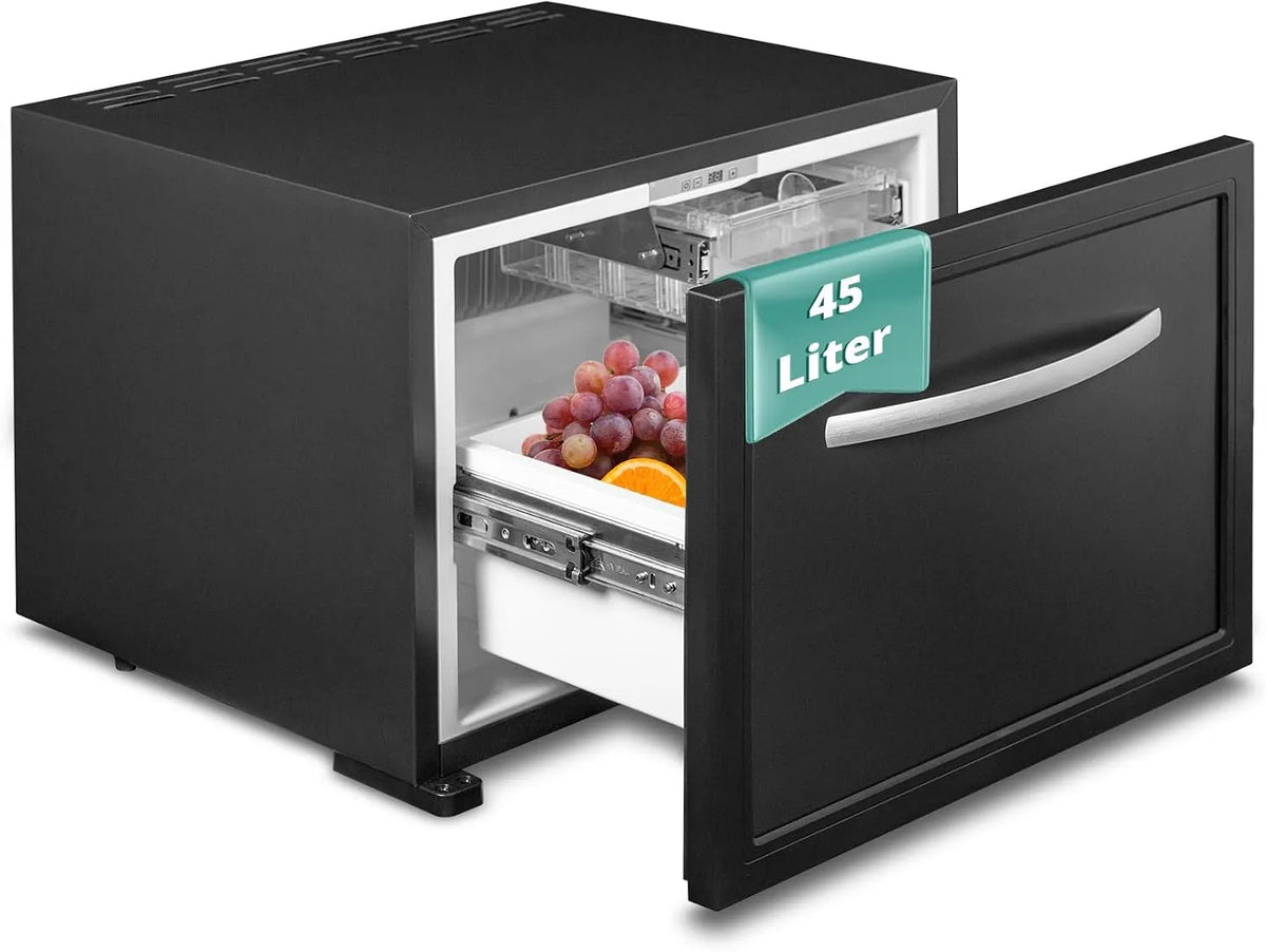 À Tiroir SMETA Frigo, à Tiroir 45L,12V, 0 °C à 15 °C, Silencieux, Maison, tension 220V Frigo Camping Car, <40dB, avec LED et Contrôle Mécanique
