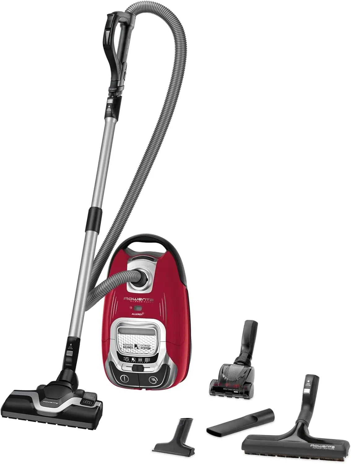 Rowenta aspirateur RO7473EA, avec sac, Performant, Haute filtration, Fabriqué en France, Rouge, Capacité 4,5 L, Silencieux, Silence Force