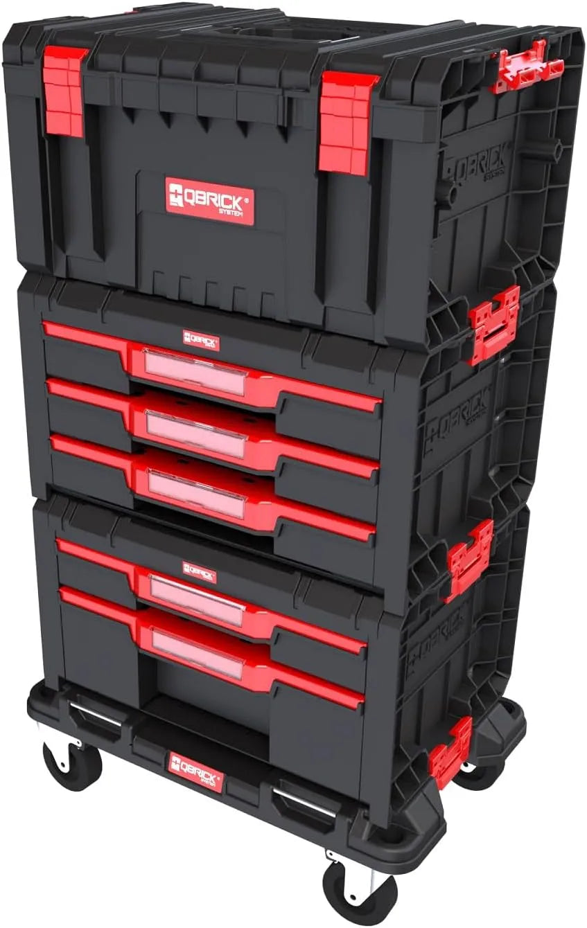Qbrick Ensemble, de tiroirs sur Plateforme à roulettes Qbrick System Pro Drawer Workshop Set 2, Ensemble d'outils Complet, Grande mobilité