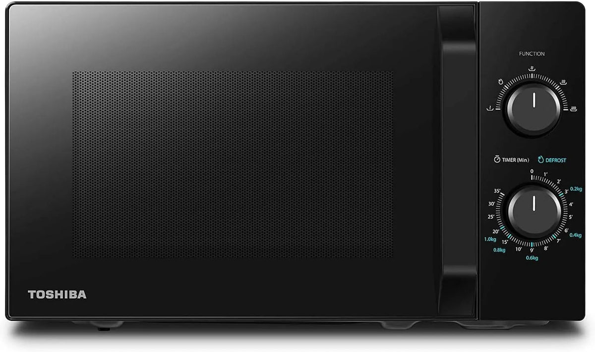 Toshiba four à micro-ondes MW2-MM20P, puissance 700W, éclairage LED à l'intérieur, sur Pied, finition noire, capacité 20L, 5 Niveaux de Puissance, BK