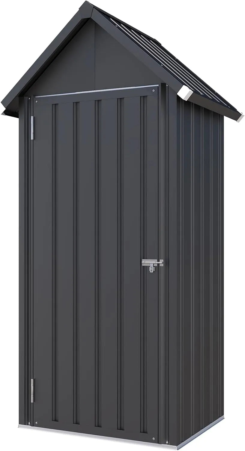 Abri de jardin, , Porte Fermeture Sécurisée et 3 Étagères Amovibles, dimensions 84x55x178cm, Métal, Cabane de Rangement Tout Climat, Pluie, Vent