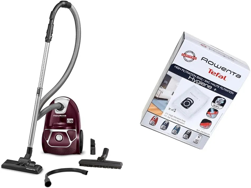 Rowenta modèle, 3 AAA Maison et Voiture ZR200520, Boite de 4 unités, Compact Power apirapolvere traîneaux avec Sac, Home & Car, finition blanche