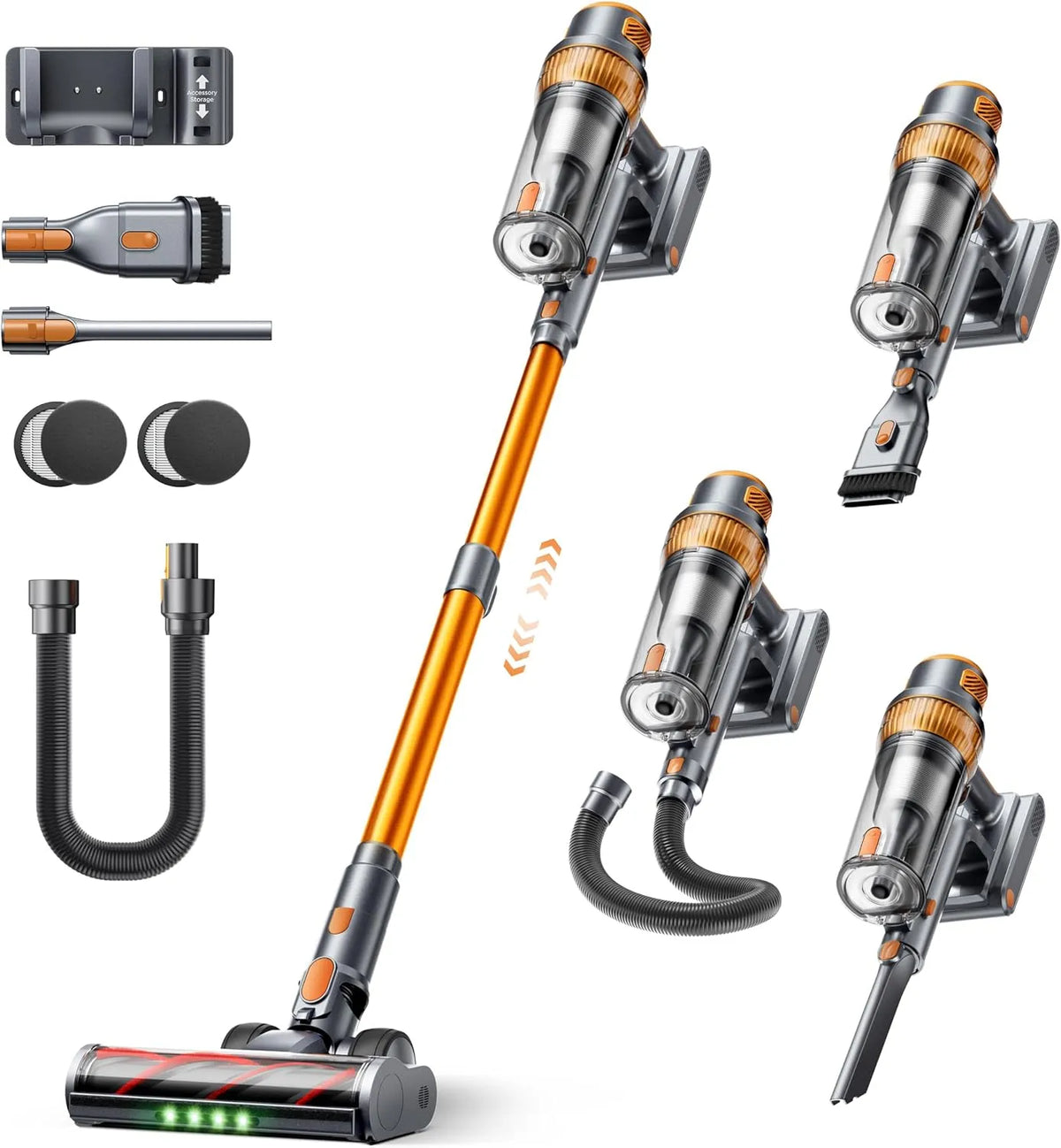 Aspirateur balai 65min SMOTURE, Aspirateur sans Fil Puissant avec, sans Fil 600W 50KPA, Tuyau Extensible 1m pour Maison, ECO, Batterie Détachable