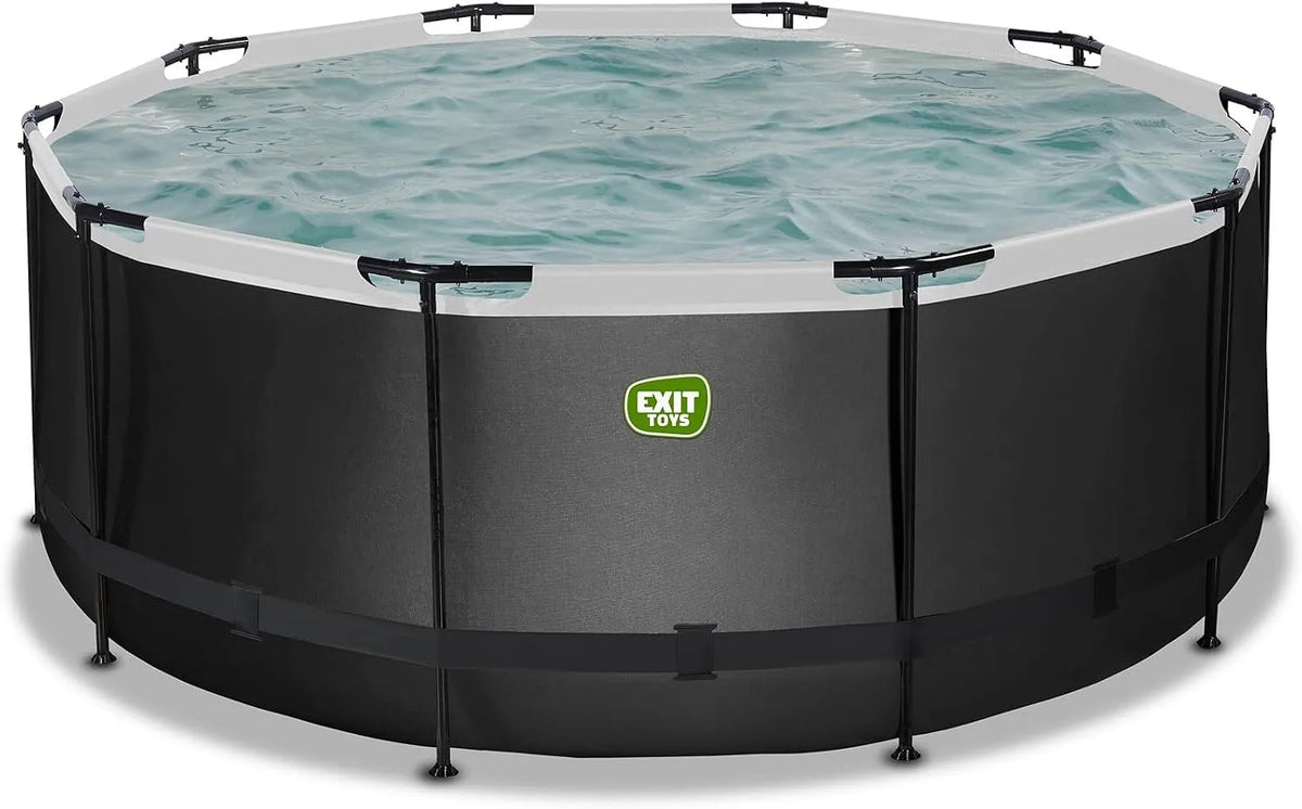 Pompe, EXIT TOYS Piscine Black Leather, Piscine Extra Profonde, Échelle de Piscine Incluse, finition noire, ø360x122cm, Cadre Solide, Design Unique