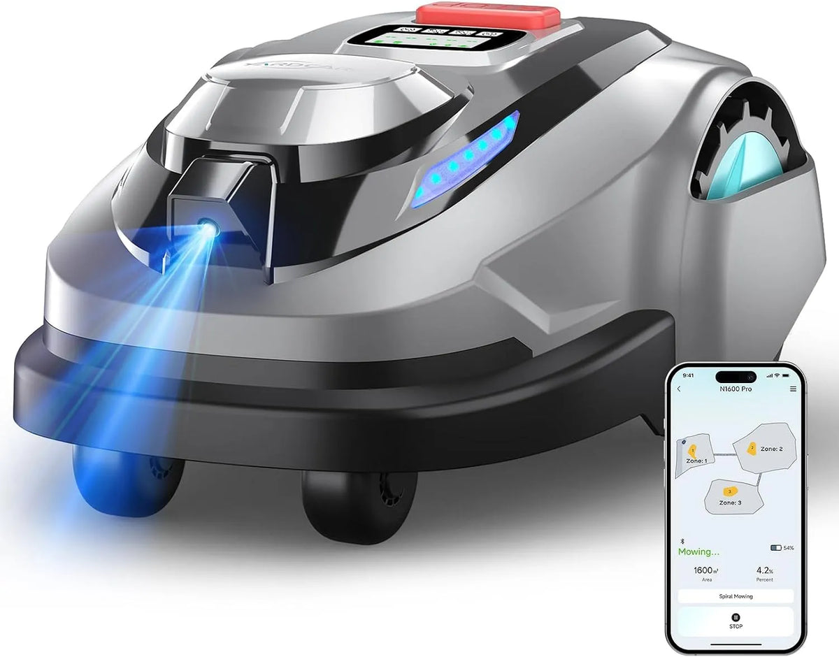 Tondeuse N1600PRO Max.1600 YARDCARE Robot, 1600 m, YARDCARE Robot sans Fil Périphérique, RTK+ IA Vision Robot Gazon, m², Coupe en U