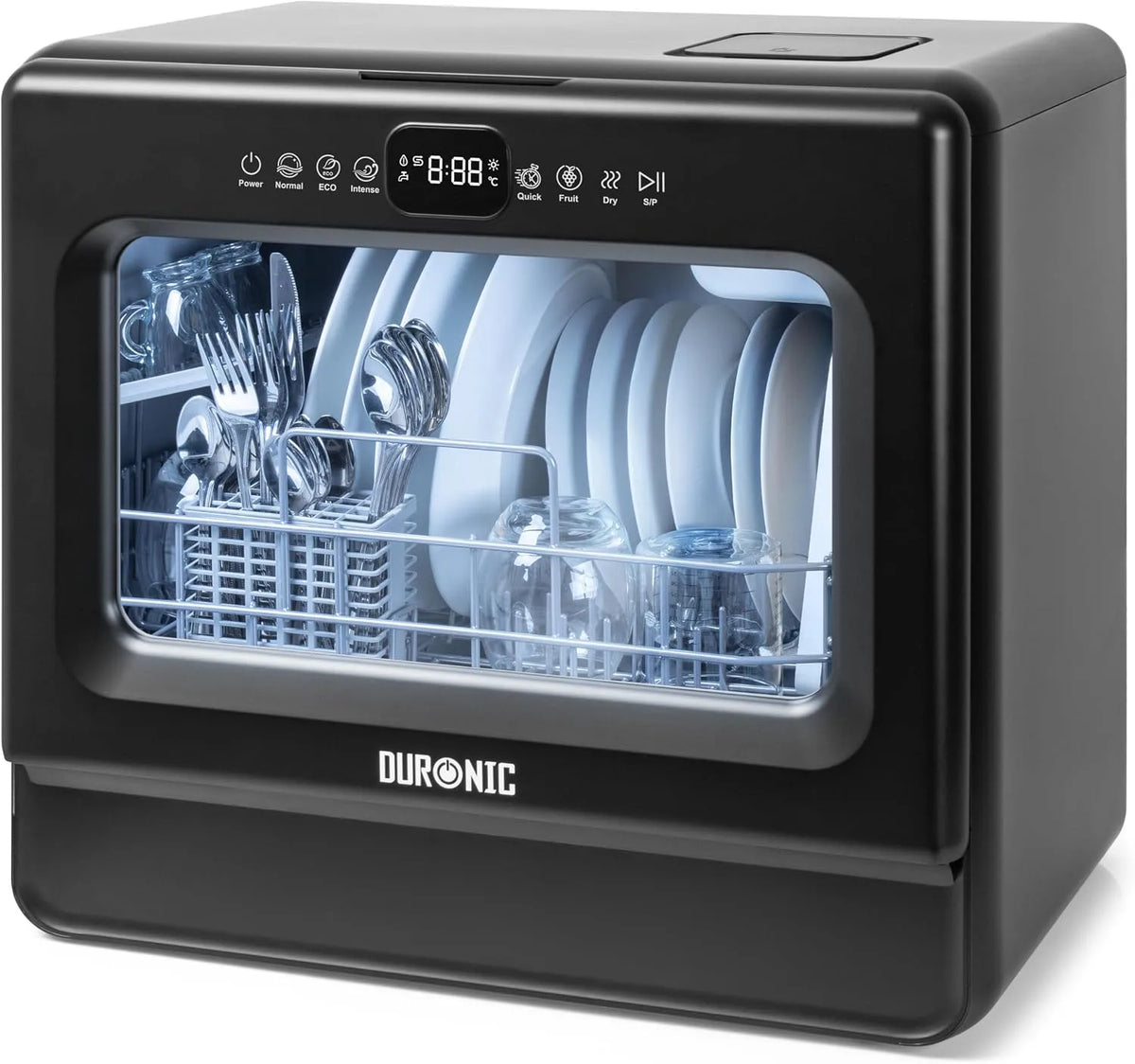 Lave-vaisselle DW10 Duronic BK, Séchage Lavage des plats assiettes verres bols couverts fruits