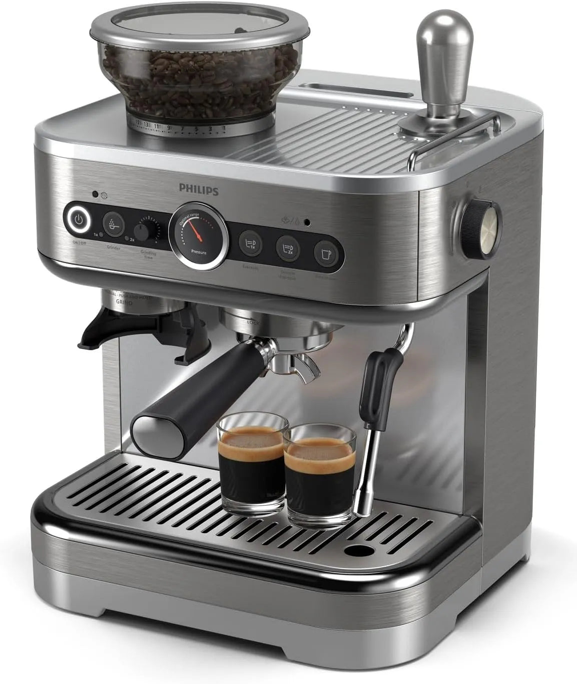 Philips cafetière PSA3218/01, Machine à espresso semi-automatique Barista Brew, réservoir à grains de 250g, Simple, double & Americano
