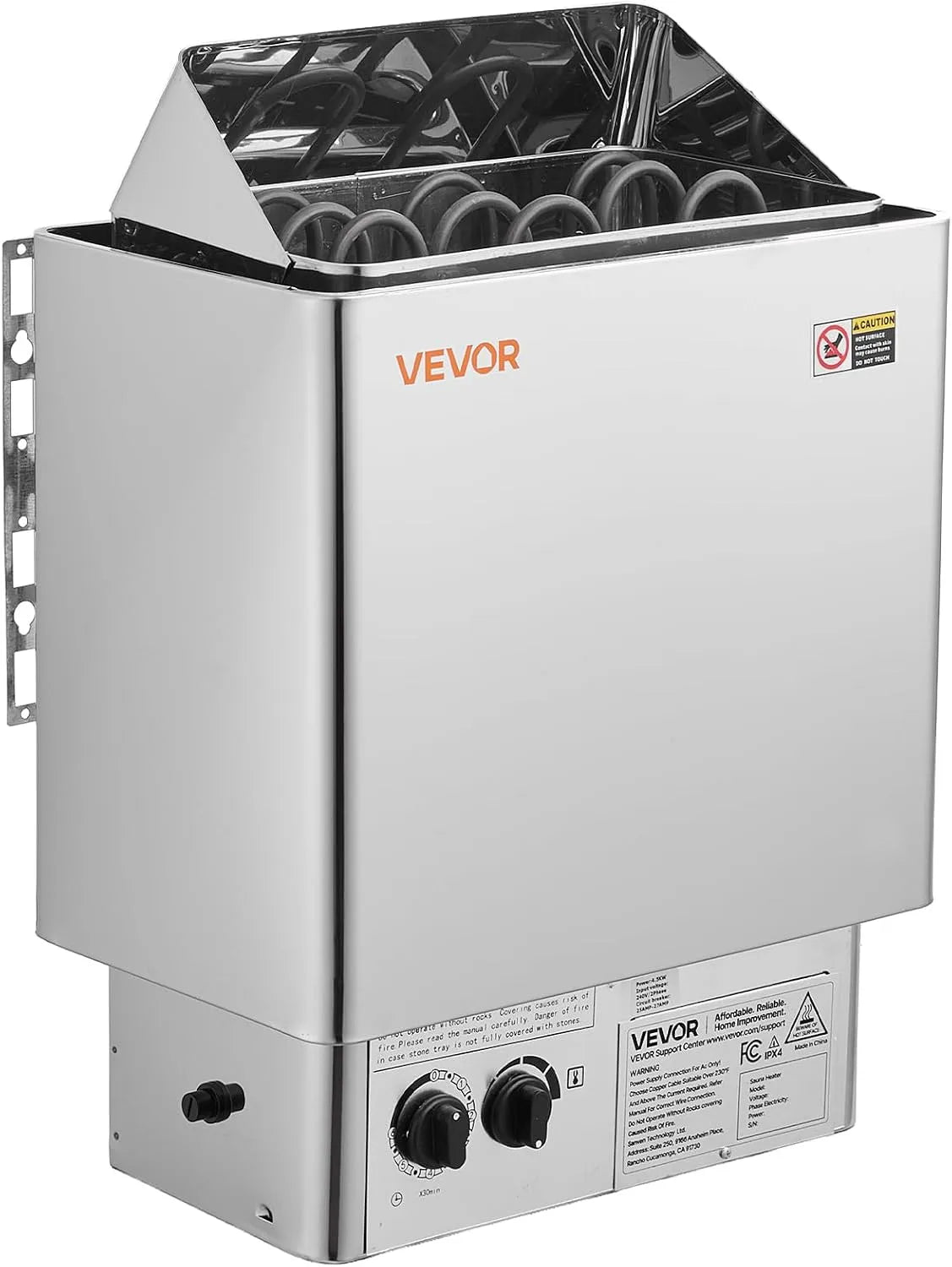 Vevor cuisinière, convient aux saunas de 105 à 210 m³, électrique pour sauna à vapeur sèche avec support pré-percé, puissance 4,5 kW 240 V
