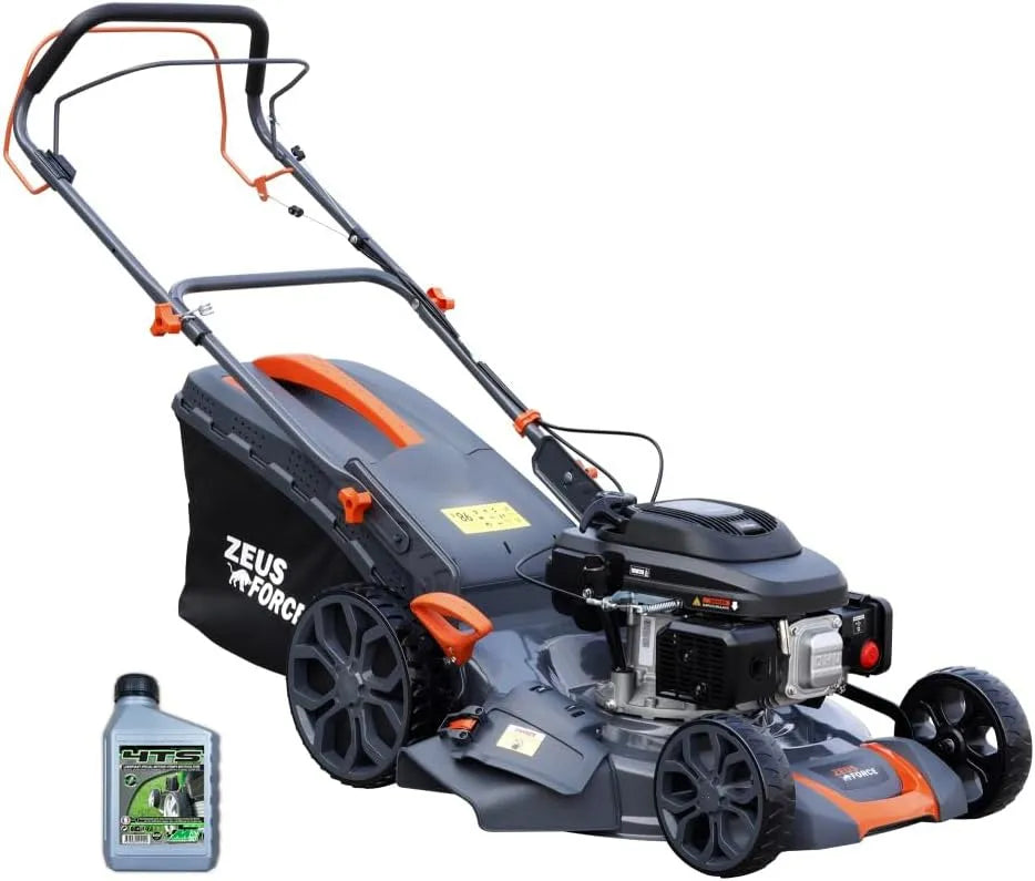Tondeuse, Thermique 196 cm³ autotractée à Essence, Largeur de Coupe 51 cm, Bac 70L, Hauteurs de Coupe 6 Positions, Fonction Mulching