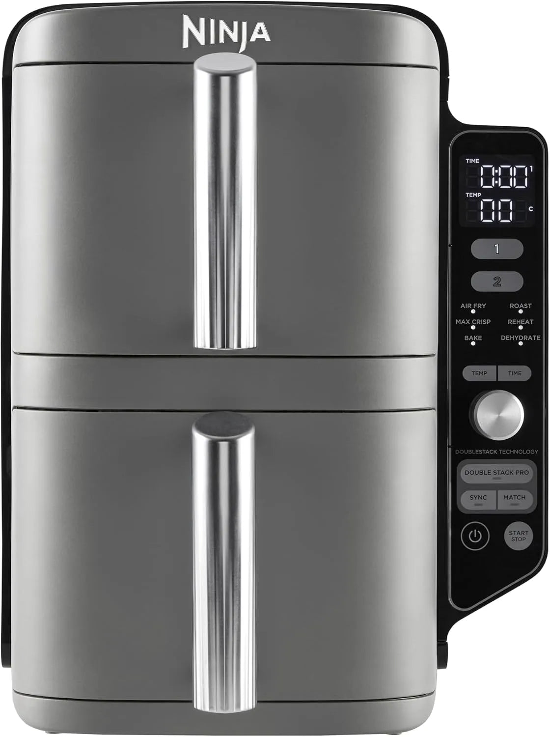 Ninja modèle SL400EU, friteuse verticale à 2 tiroirs, 4 niveaux cuisson, capacité de 9,5L, 6 fonctions de cuisson, 8 portions, design compact