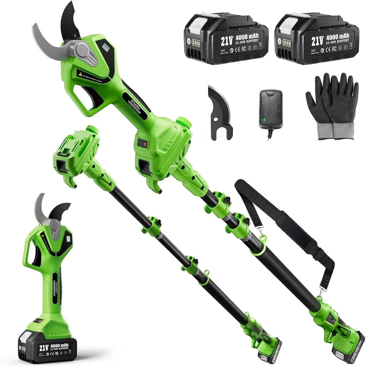 Modèle Électrique Télescopique: 2-en-1 Sécateur de Jardin avec Perche SK5 TaskStar Sécateur, 2 Modes, Coupe 40mm pour Arbres & Fleurs