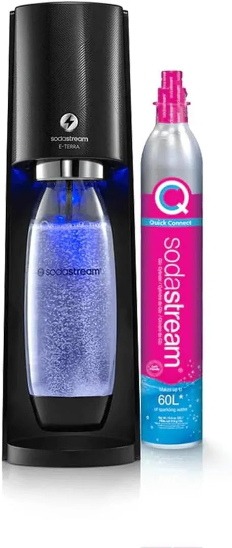 Lave-vaisselle, SodaStream E-TERRA Machine à Eau Pétillante et Soda Électrique, Pack 1 Bouteille 1L Compatible + 1 Recharge de Gaz 60L à Clipser