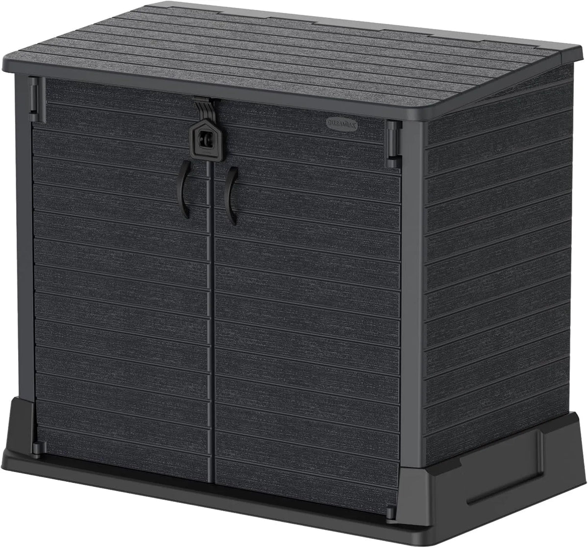 Plastic Garden Shed Duramax StoreAway, capacité 850L Plastic Garden Shed, dimensions 130x74x110 cm, BBQs & 2x Garbage Bins, Outdoor Storage Shed