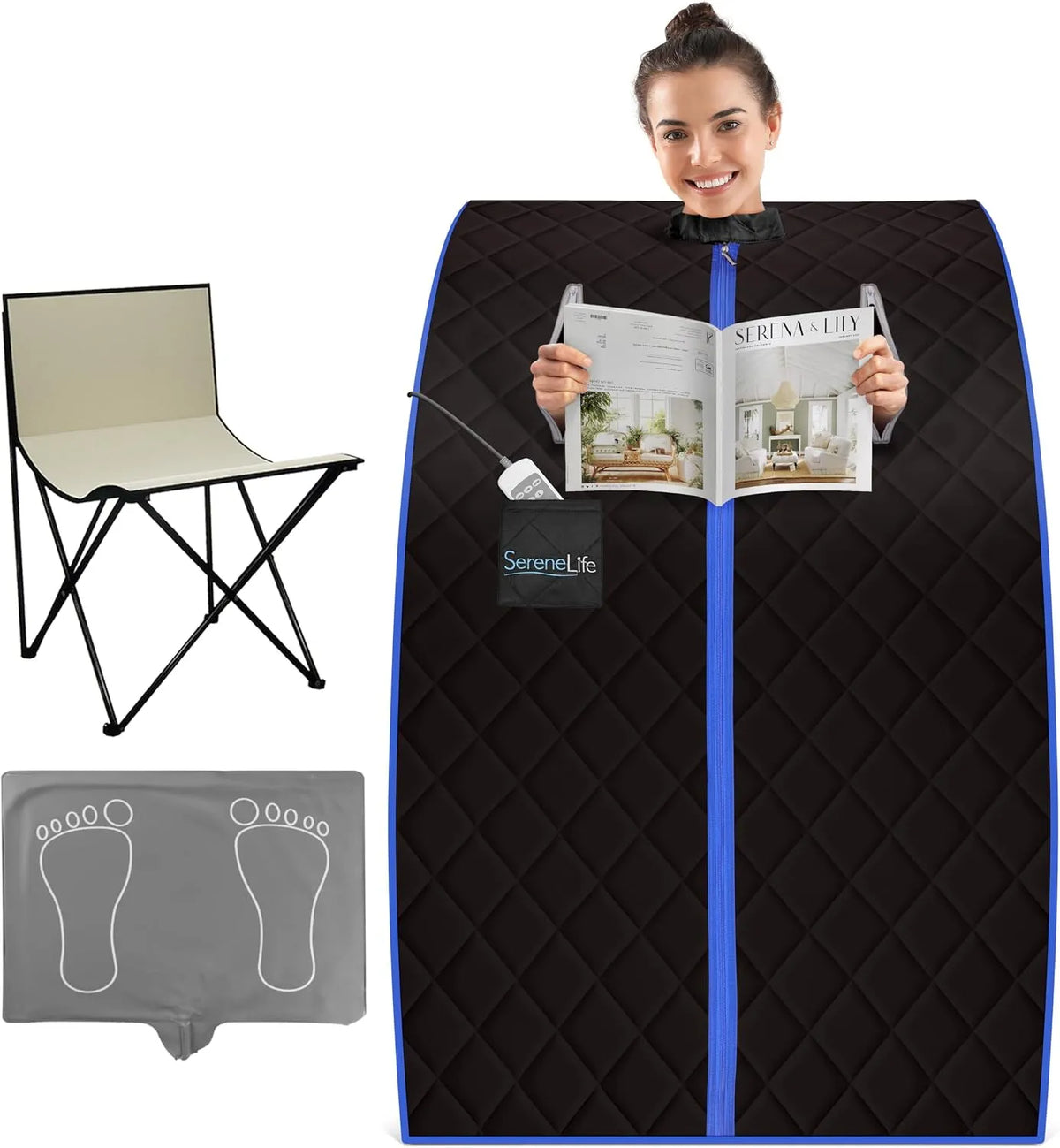 Chaise, sauna personnel compact de rajeunissement, dimensions 96,5 x 81,3 cm, finition noire, spa à domicile