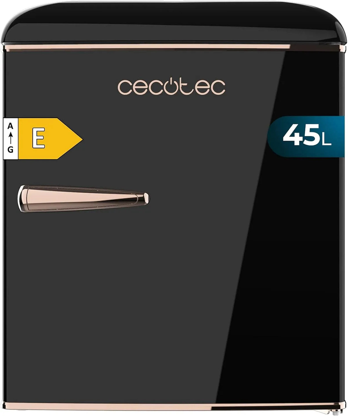 Cecotec réfrigérateur, Mini Frigo Bolero CoolMarket TT Origin 45 Black E. Hauteur 55cm et Largeur 44,7cm, Classe Énergétique E, finition noire