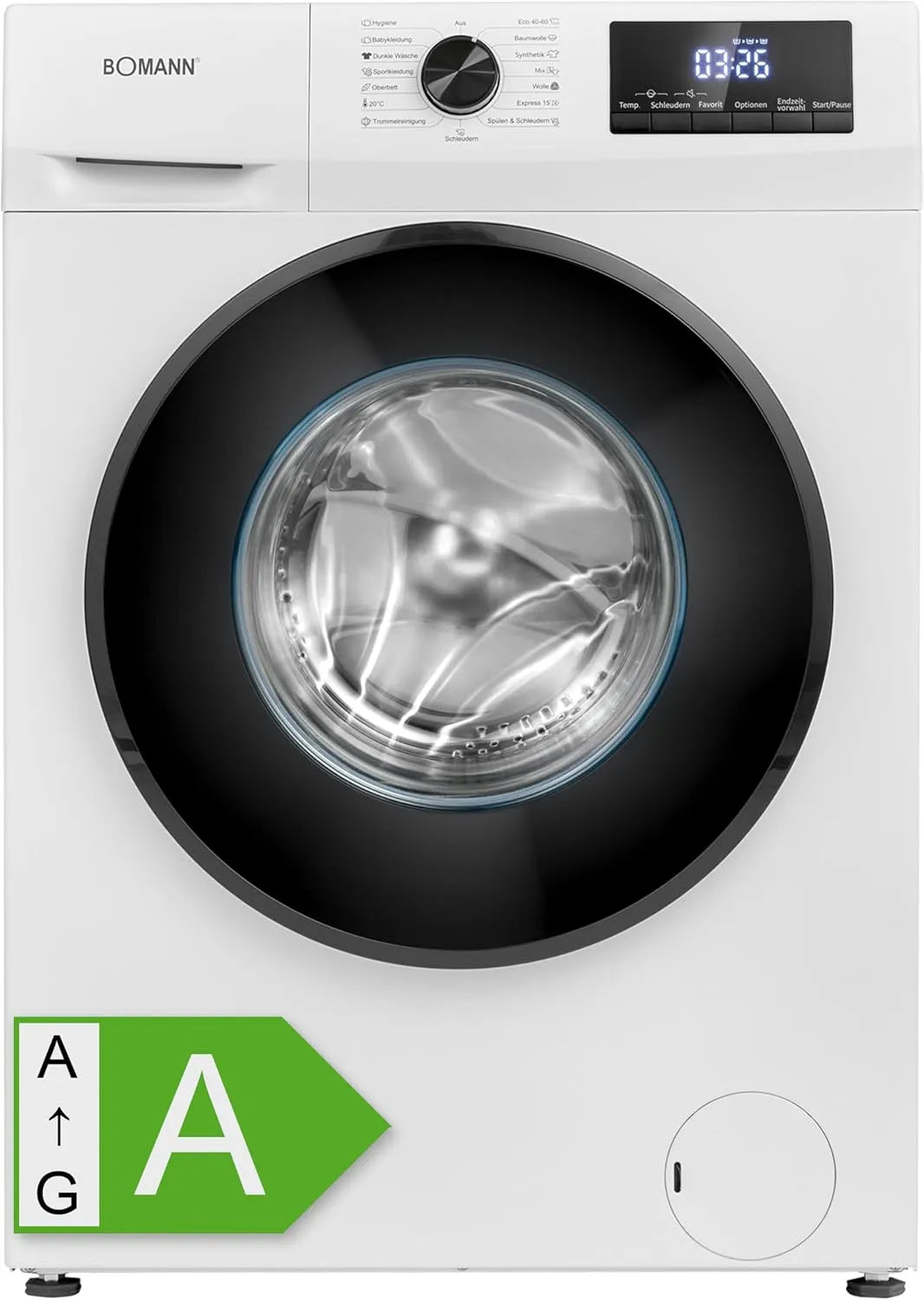 Bomann lave-linge, max 1400 tours, 15 programmes, poids 7kg, Machine à, silencieux et durable, Présélection du temps de fin, Affichage LED