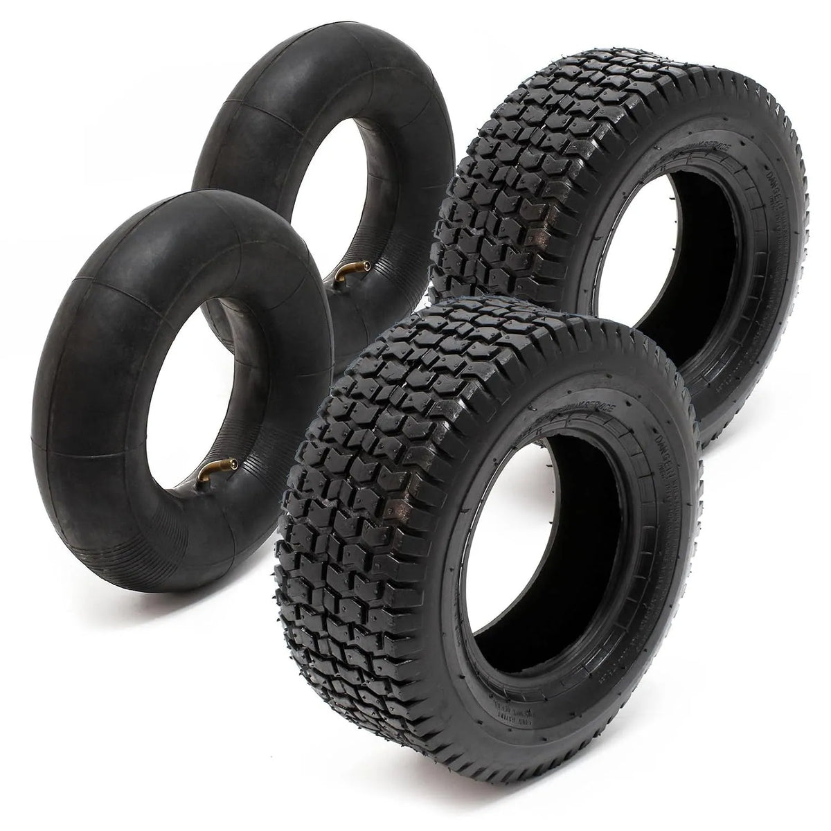 Wiltec pneu 18x8.50-8, Lot 2x et 2x Chambre à air, dimensions 460 x 460 x 215 mm, capacité de charge 370 kg, 4 PR, Valve coudé