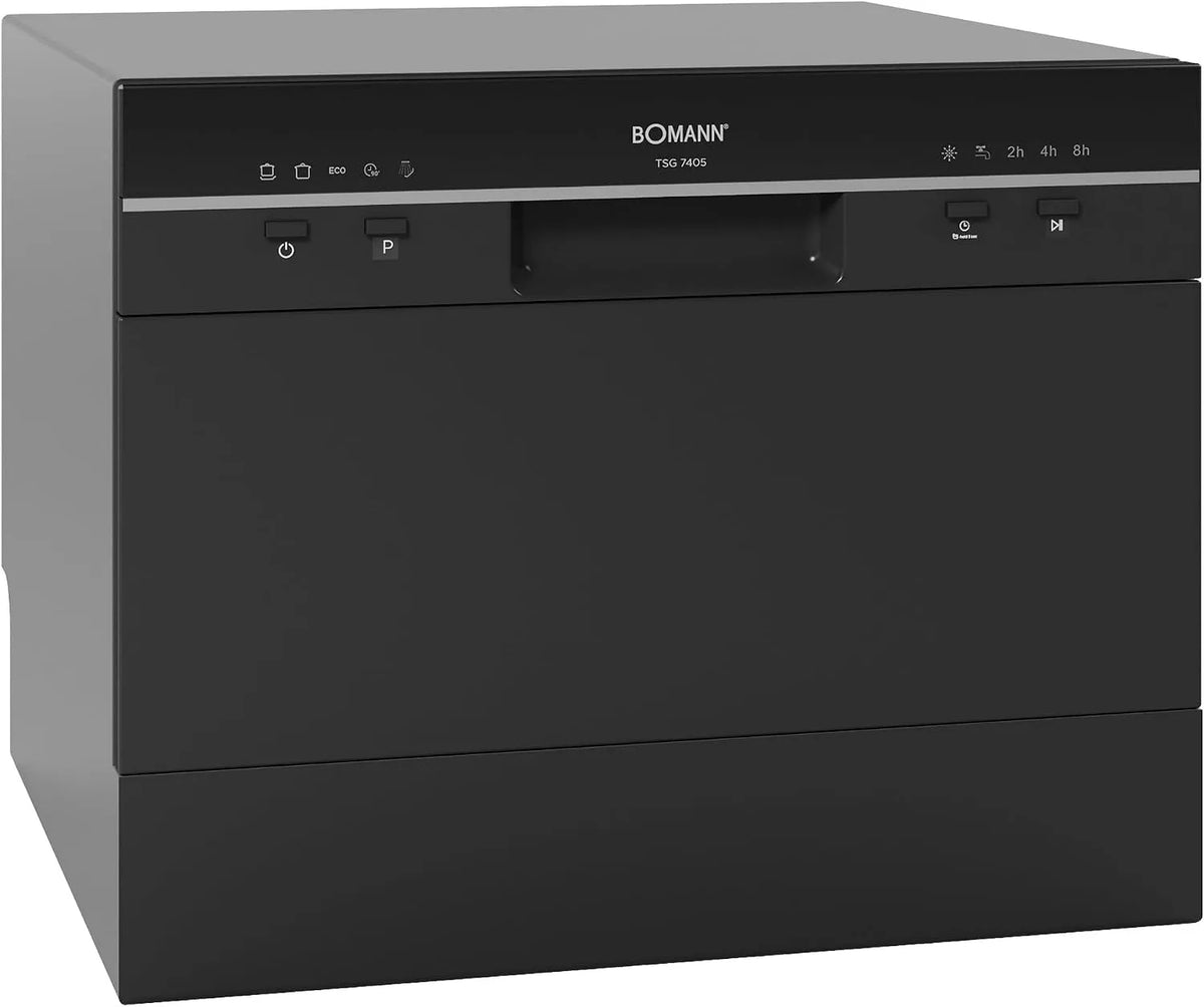 Bomann lave-vaisselle TSG7405-finition noire, 220-240 V, 5 Programmes, Design Élégant, Voyants LED, Idéal pour Petites Cuisines, 47 dB, poids 20 kg