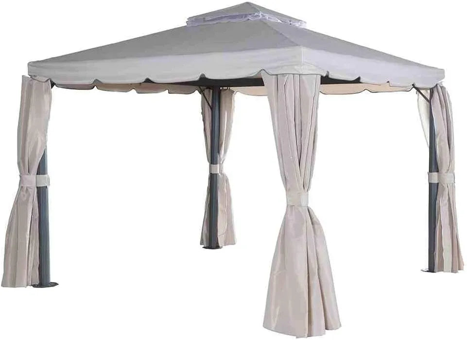 Dubaï Pavillon de Jardin Aluminium 506200, Nature 3 x 3 m, Acier, Toit Polyester Anthracite