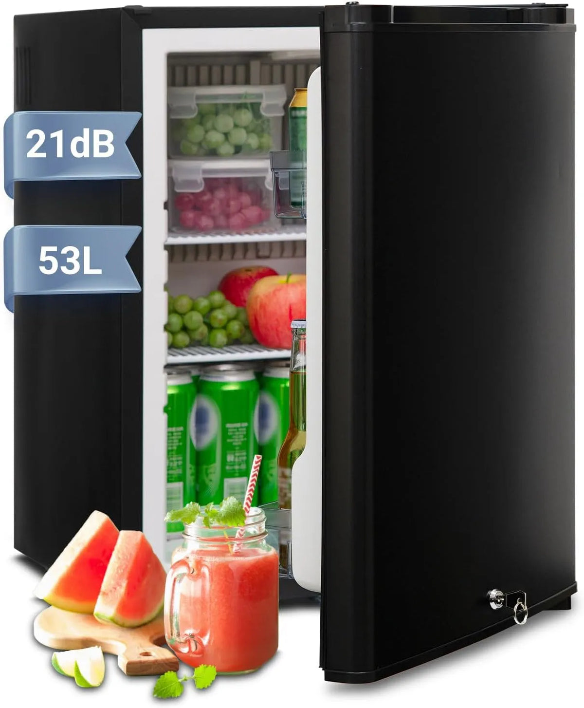 Réfrigérateur, Frigo Camping Car 12V 220V, capacité 53L, 0 °C à 10 °C, avec Serrure, Camping pour Maison, Caravane, Fourgon, Silencieux