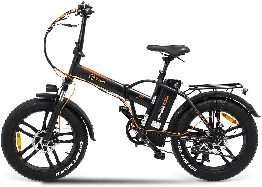 Vélo électrique Youin Texas, Moteur 250 W Vitesse 25 km/h Autonomie 45 km Freins à Disque Batterie 36 V 10 Ah Roues 20' Fat, Pliable Tout-Terrain