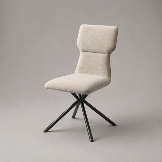Chaise de salle à manger 52 cm en tissu beige avec piètement acier noir