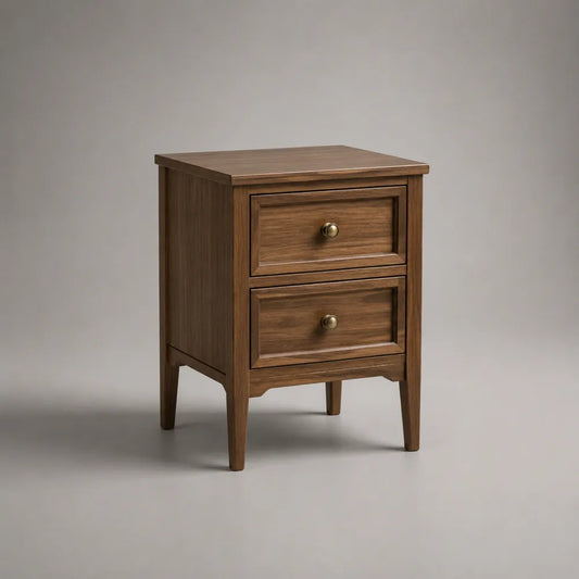 Table de chevet en MDF effet bois marron avec deux tiroirs 50 x 40 x 60 cm