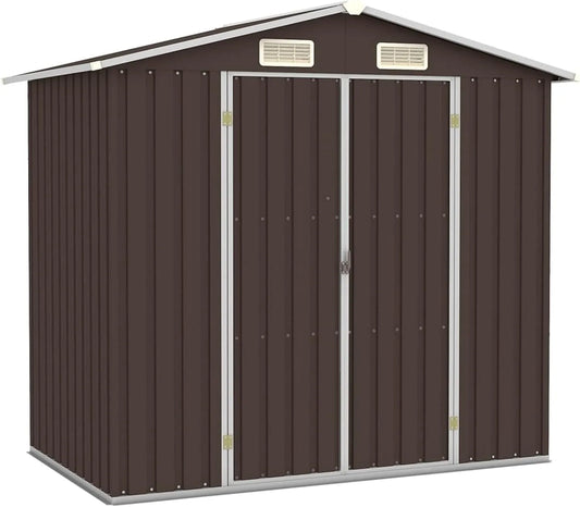 Abri de jardin, Marron 205x129x183 cm Acier galvanisé, Abris de Jardin