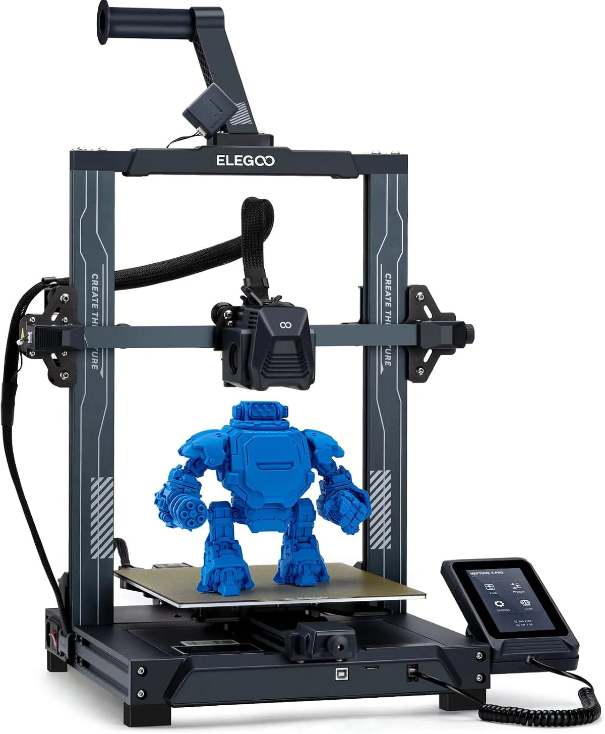 Imprimante, 225x225x280 mm³, Double Entraînement par Vis-mère, ELEGOO Neptune 3 Pro 3D FDM avec Nivellement Automatique du Lit