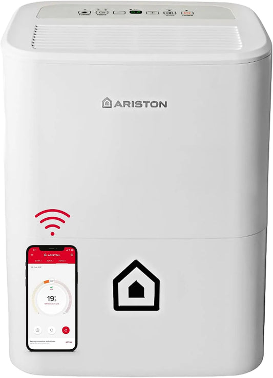Ariston déshumidificateur 16S, Deos NET WiFi Portable Haut de gamme 16L, pour des pièces allant jusqu'à 44 m², Fonction Buanderie, Silencieux