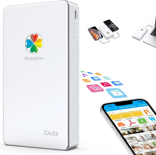 IDiskk Disque, Dur Externe Lightning 3 en 1 certifié MFi 1 to pour iPhone avec 3 câbles intégrés, PC et téléphones Mobiles USB-C, iPad, Mac