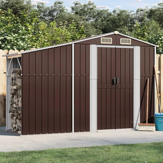 Abri de jardin, en acier galvanisé, Solution de stockage de charbon d'extérieur, dimensions 277 x 93 x 179 cm, Résistant aux intempéries