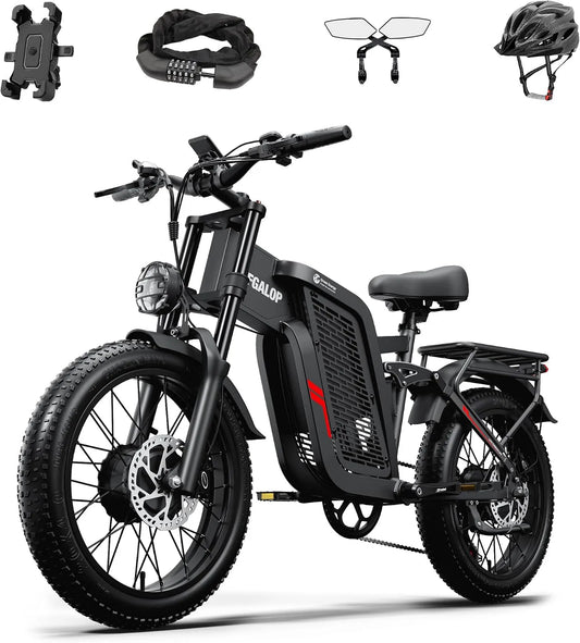 Vélo électrique, autonomie maximale de 45 à 90 kilomètres, à 7 niveaux de vitesse., batterie lithium-ion 52V 24Ah, à 7 niveaux de vitesse.