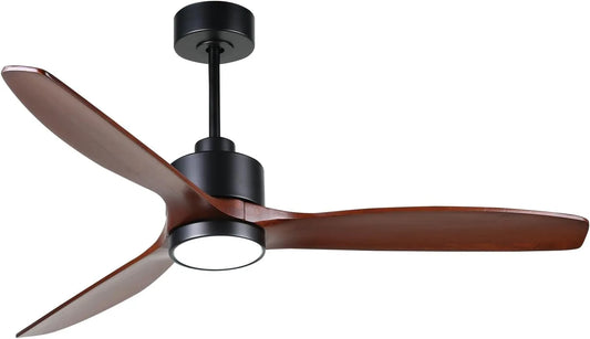 Ventilateur OFANTOP 132 CM, 6 niveaux de vitesse, de plafond en bois avec éclairage et télécommande, 6 niveaux de vitesse, moteur DC silencieux