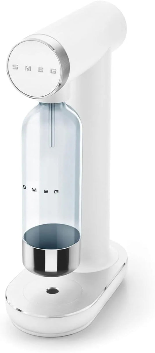 Smeg modèle, Bouteille de 800 ml SKC01WHM CO2, Machine à Eau Gazeuse et à Soda, Cartouche de Non Incluse, finition blanche Mat