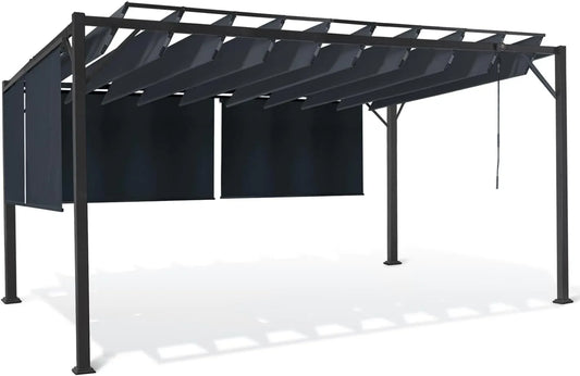 IDMarket, Pergola édition Luxe Lames orientables 3x4 M et 4 Stores finition grise Anthracite