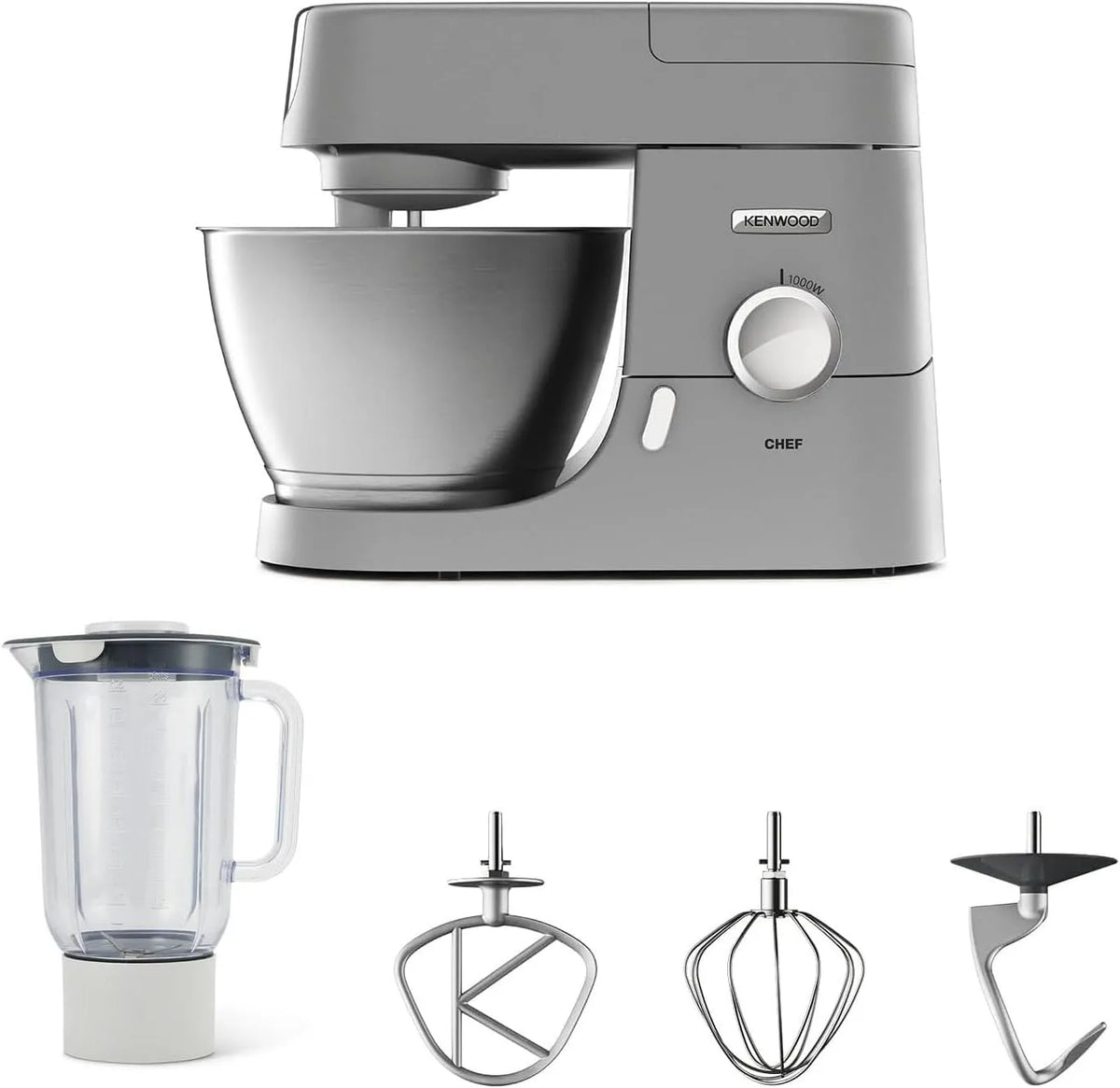 Kenwood robot pâtissier KVC3110S, puissance 1000 W, Chef, finition grise finition argentéeé